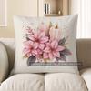 Home Decor Pink Poinsettias & Candles Decorative Pillow Pattern Cushion Cover Suitable For Sofa Bedroom Car Pillow Cover