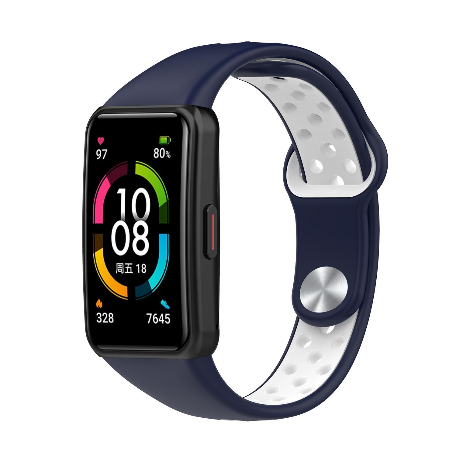 

Dual Color Silicone Watch Band Wrist Strap for Huawei Band 6/Honor Band 6 Black/Grey