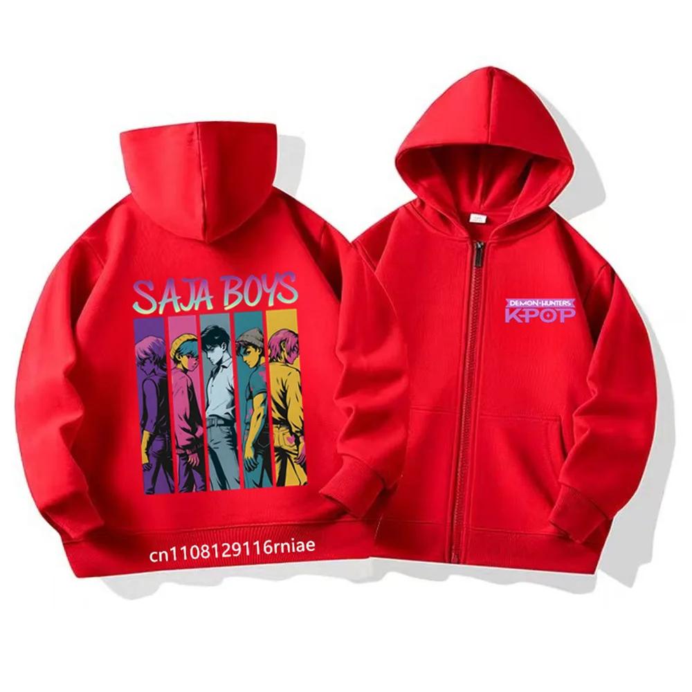 Hanorac KPop Demon Hunters Topuri pentru copii Palton cu fermoar Băieți Negru Fete Roz Îmbrăcăminte Copii Potrivit Hanorac