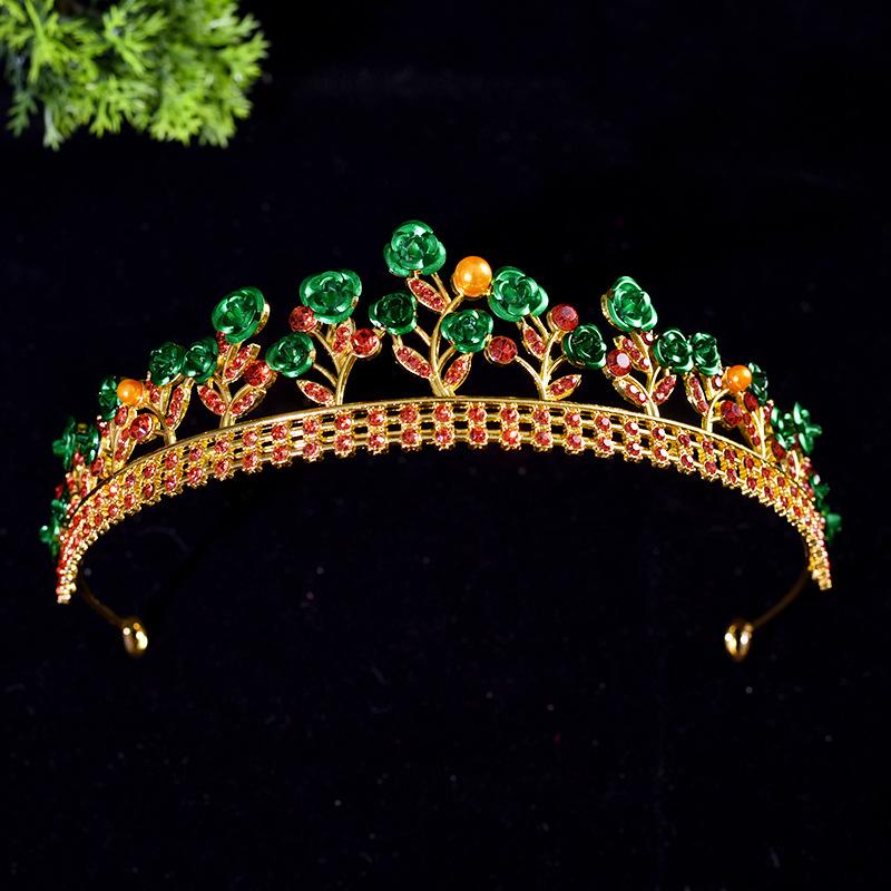 New Engagement Baroque Aesthetic Temperament Red Rose Princess Headband Wedding Dress Accessories Bridal Crown