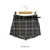 New Arrivals Open Run Women Autumn Check Belt Set Skirt Shorts