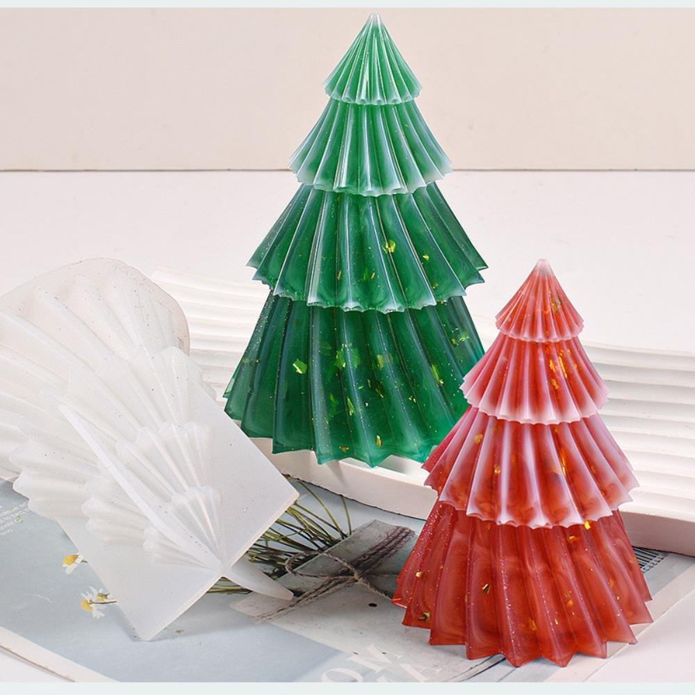 Soft Soap Mould Diagonal Striped Christmas Tree Candle Mold Ornament   DIY
