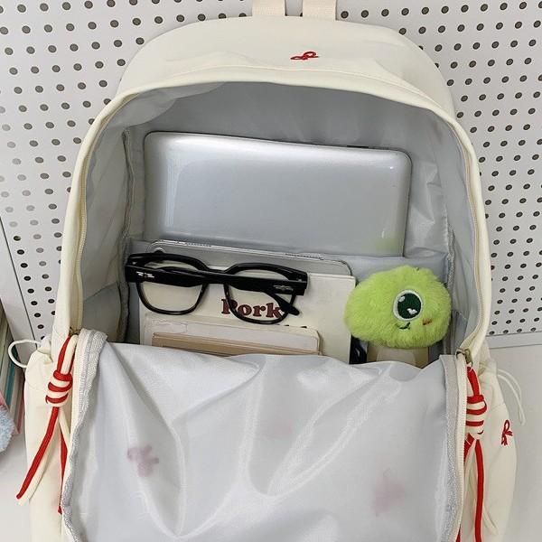 Schoolbag Girl Simple Versatile Backpack College Student Middle School Student Cute Embroidered Bow Backpack Travel Backpack