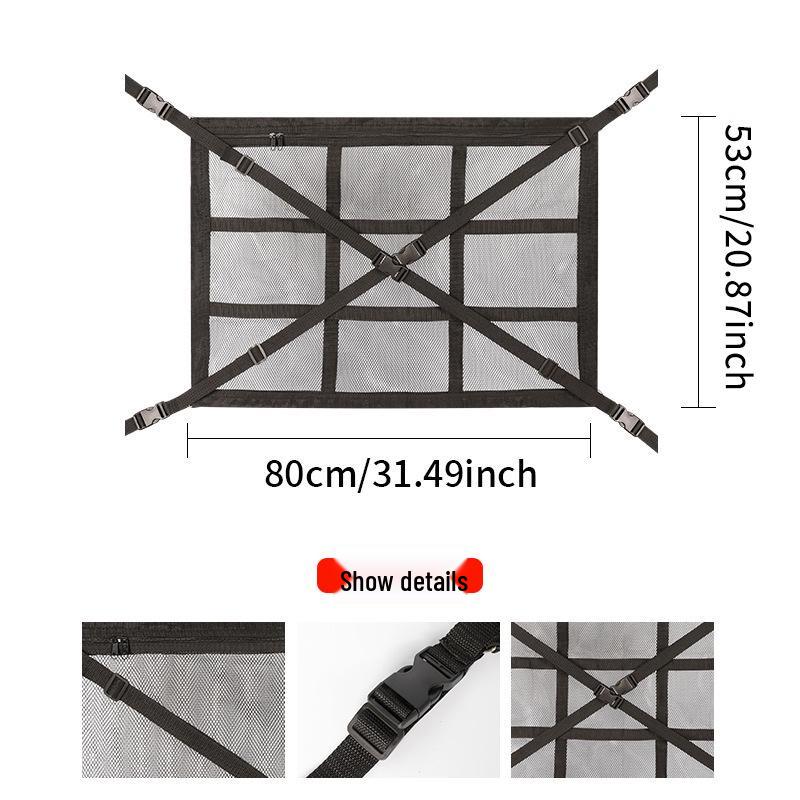 Car Roof Storage Mesh Pocket with Cross Direct Buckle - Dual Use Net for Car Roof Storage