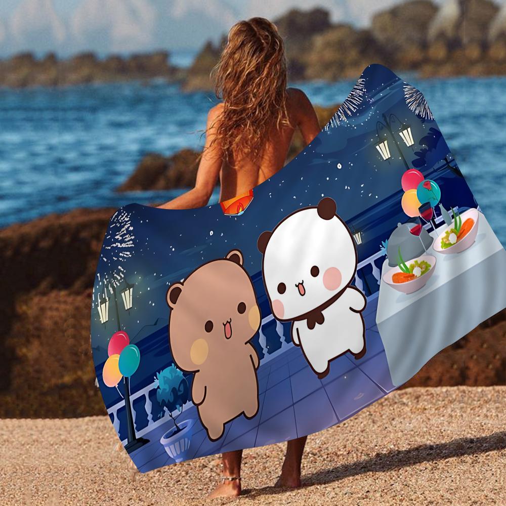 1pc Bubu And Dudu Beach Towel Cartoon Cute Summer Kids Large Bath Pool Beach Towel Microfiber Absorbent For Swimming Travel