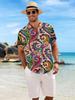 New Men'S Casual Short-Sleeve Shirt with Vibrant Paisley Patterns, Featuring Intricate And Elaborate Vine Designs. Perfect for Festive Gatherings And