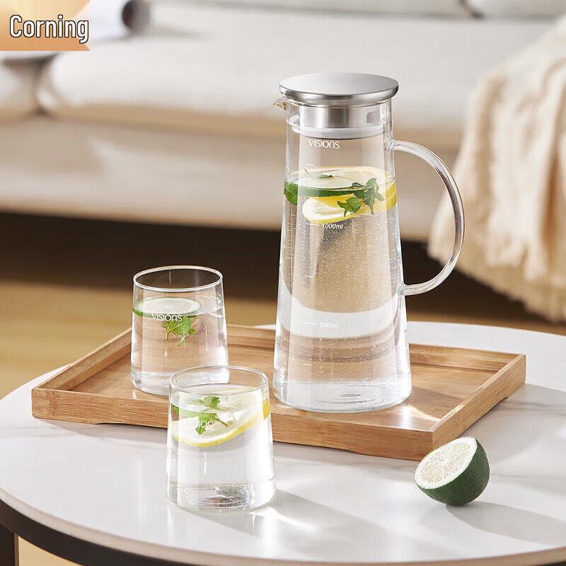 VISIONS Corning High Borosilicate Glass Pitcher & Cup Set