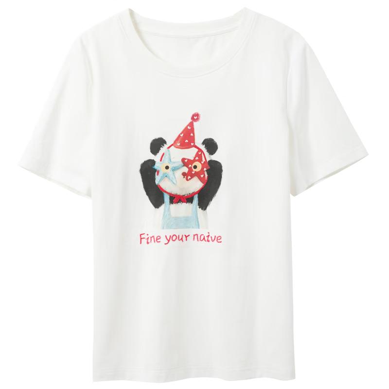 Sancai Women s 2026 Summer Plus Size Round Neck Short Sleeve Cotton T-Shirt L