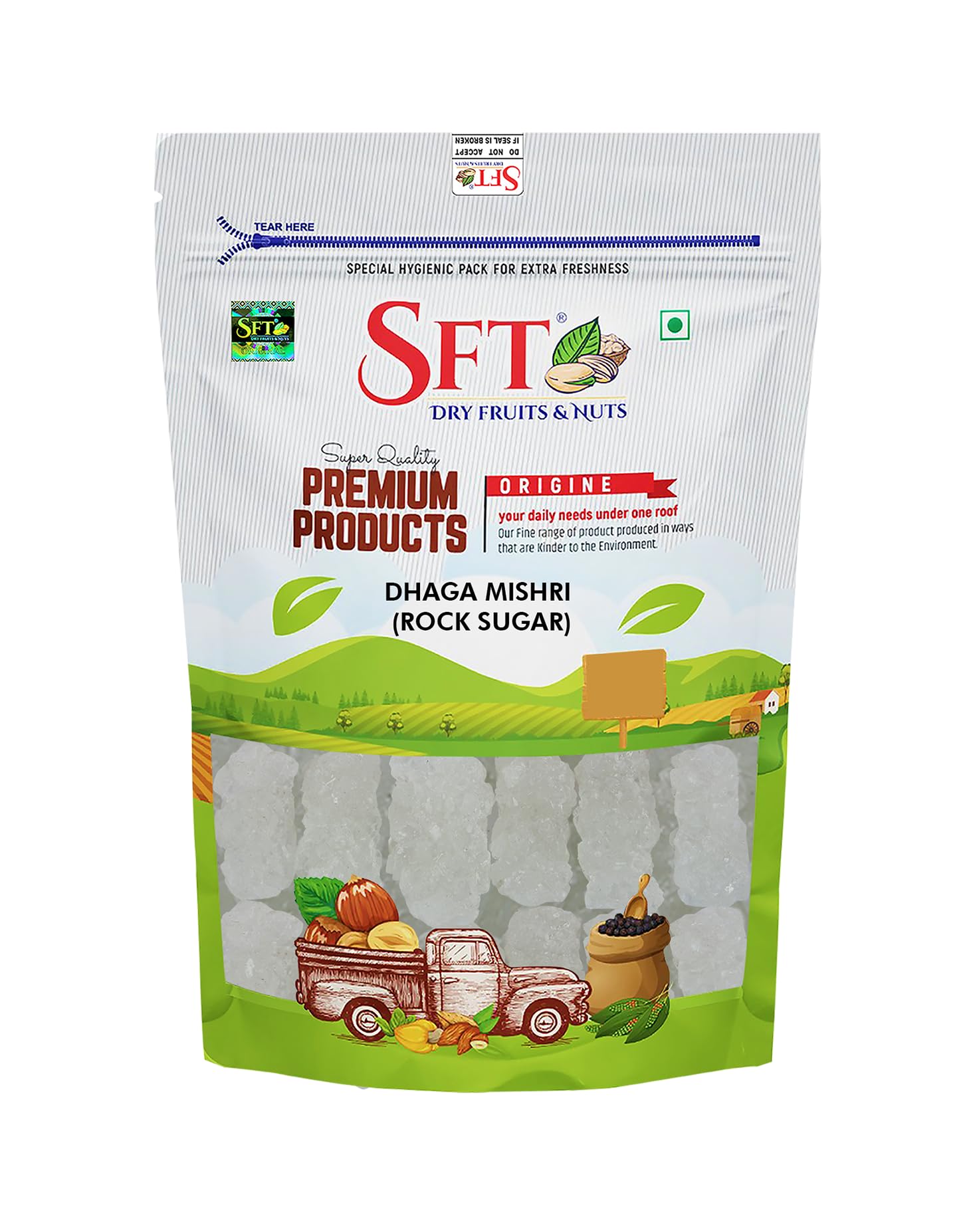 SFT Dhaga Mishri, 1Kg | Rock Sugar | Pure Thread Crystal | Thread Mishri | Mishri Crystal