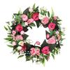 Artificial Peony Wreath Silky Fabric Beautiful Fadeproof Flower Wreath for Door Wedding Wall Decoration