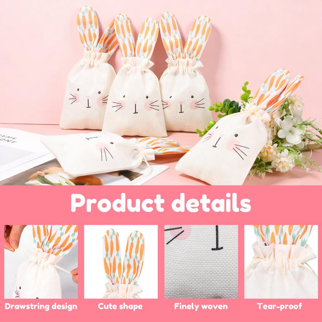 10 Stück Osterhasen Geschenktüten Wiederverwendbar Langlebig Ostereier Snack Aufbewahrungstaschen Hase Süßigkeitenbeutel für Snack Süßigkeiten Partygeschenk