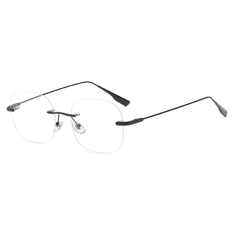 Anti-Blue Flat Glasses For Women, Metal Frameless Polygonal Glasses Frame Can Be Equipped With Myopia Glasses Frame