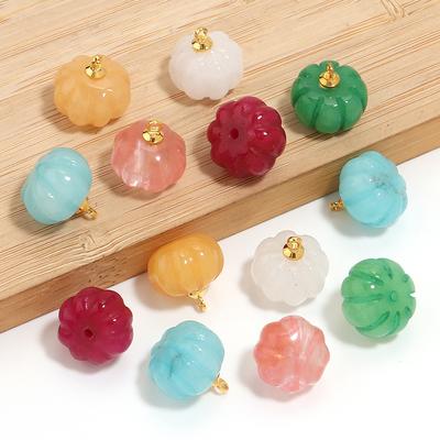 5PCS/Lot 12 14mm Cute Pumpkin Pendant Rose Quartz Green Aventurine Natural Stone Pendant Charms for Jewelry Making DIY Necklace