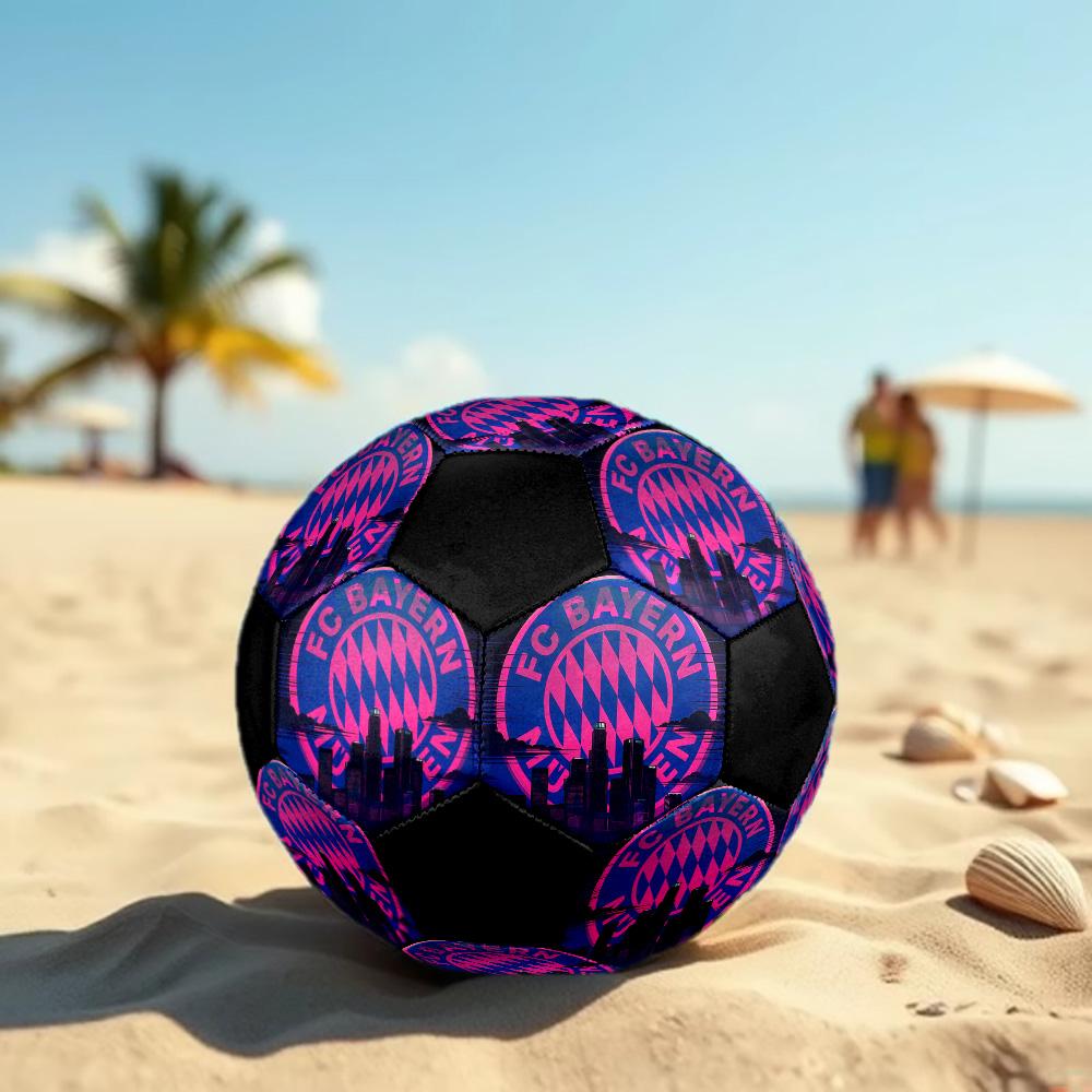 Bayern München3 Soccer Ball Colorful All Ages Machine Stitched PVC Competition Ready Durable High-Bounce.SIZE5