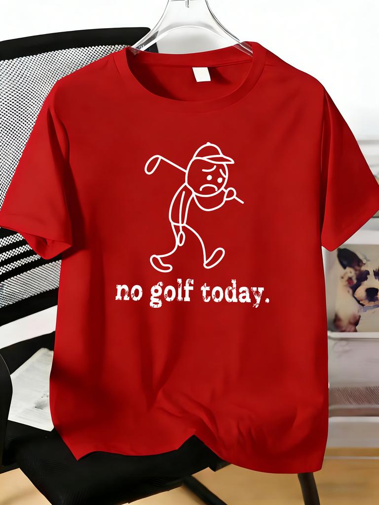 Kein Golf Heute Trauriger Golfer Strichmännchen Grafikdruck Unisex Baumwolle Rundhals Kurzarm Locker T-Shirt Sommer Sport Männlich Tägliche Kleidung