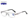 Photochromic Multifocal Anti-Blue Light Reading Glasses for Men & Women - Metal Frame, Business Use, High Definition
