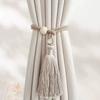 2 PCS Adjustable Cotton Cord Curtain Tiebacks Curtain Straps Bohemian Chic Log Loop Curtain Buckle Strap With Tassel Hand Woven