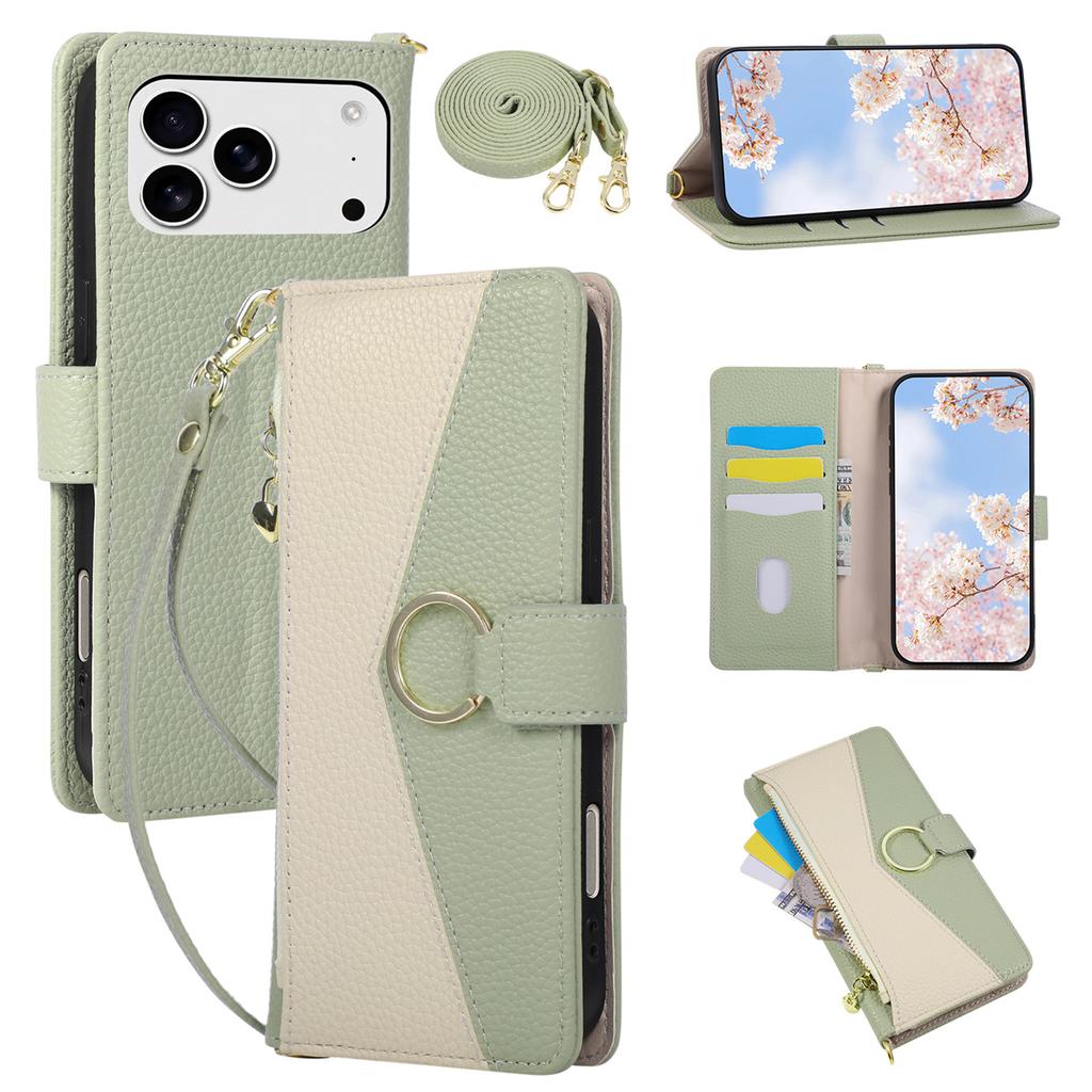 Zipper Pocket Phone Case for IPhone 17E 17 16 15 14 13 12 11 Pro Max 7 8 Plus Cossbody Leather Cards Wrist Strap Wallet Cover