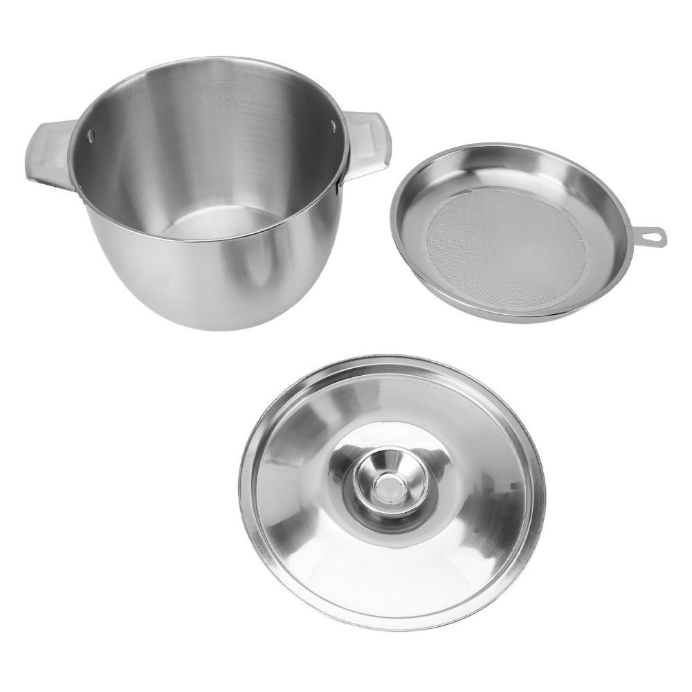 2.8L Grease Container 304 Stainless Steel Oil Filter Pot Sturdy Oil Storage Tank  Fryer Oil Storage