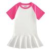 Korean Summer Cartoon Pleated Dress for Girls - Short Sleeve Color Block Skirt Style