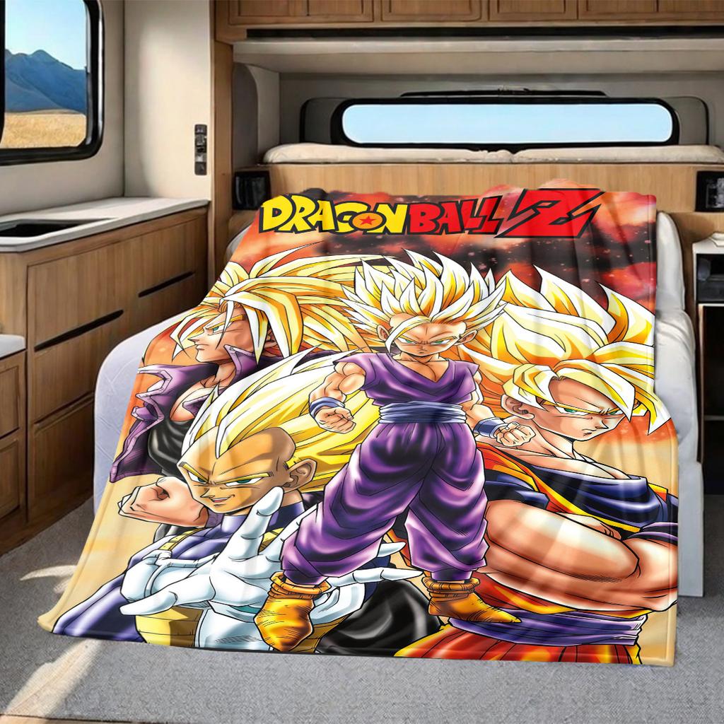 1PC Dragon Ball Z  Print Flannel Blanket, High quality All Seasons, Home Decor, Warmth and Comfort, Perfect for Christmas Gifts