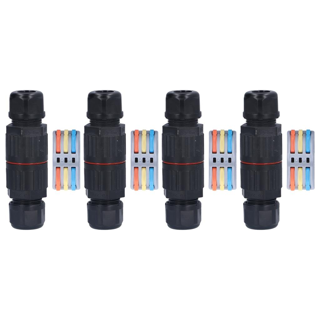 4Pcs Waterproof Junction Box Connector Straight Through External Cable Boxes for Outdoor