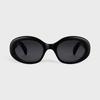 Celine Triomphe CL40194U‑01A Oval Sunglasses,Shiny Black Acetate Frame,Dark Grey Smoke Lens UV400 Women Retro Fashion Sun Glasses 52‑22‑145