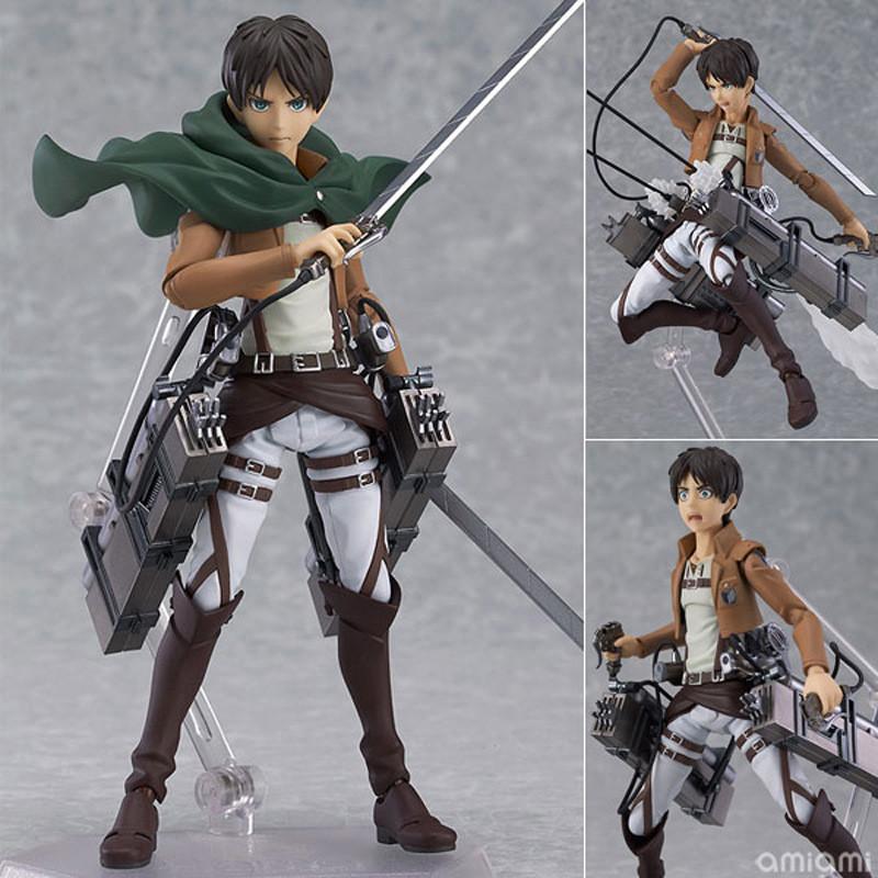Anime Figure Attack On Titan Eren Jaeger Standing Holding Sword Detachable Model Perfect Toy PVC Collection Desktop Ornaments 14CM