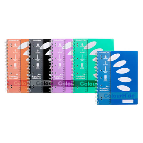 Colourhide 5 Subject Notebook A4 Assorted 250 Pages