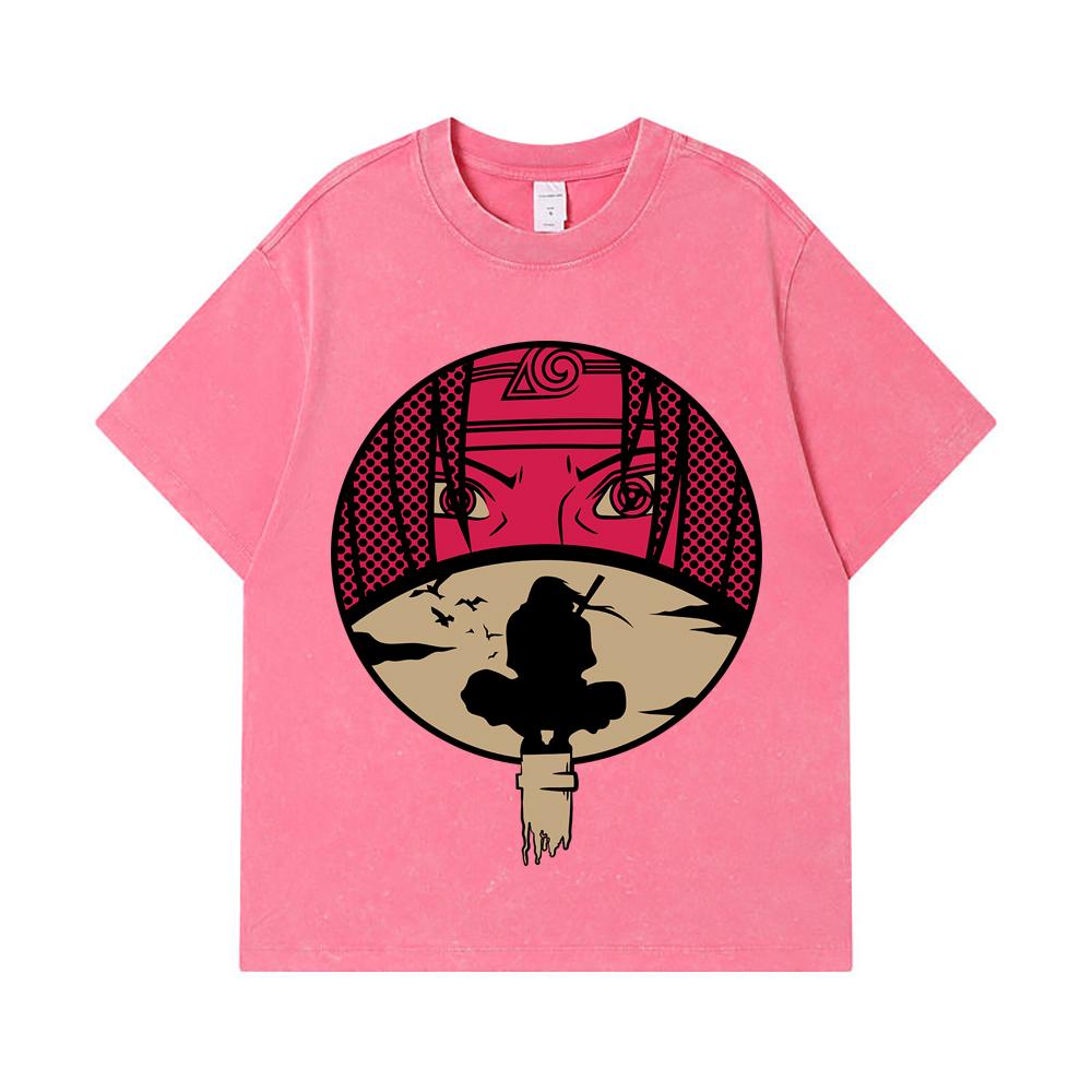 275 GSM Washed T-shirts 100% Cotton Naruto V8 Itachi Print Unisex Heavy Cotton T Shirt