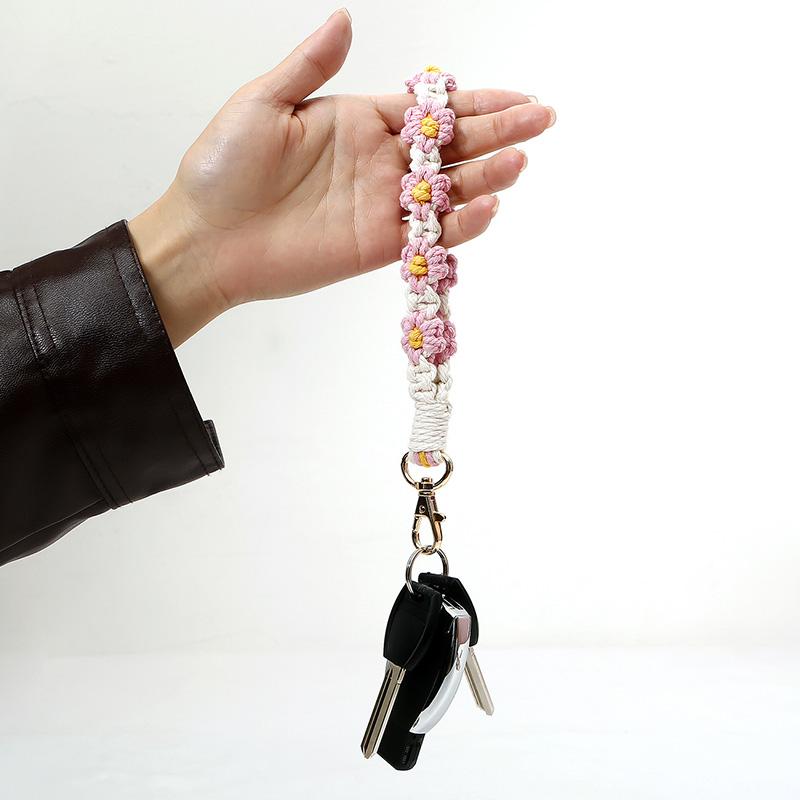 Handgewebte farbige Blumen, dekorative Anhänger, DIY für Handy, Taschen, Schlüssel, Geschenk-Accessoires