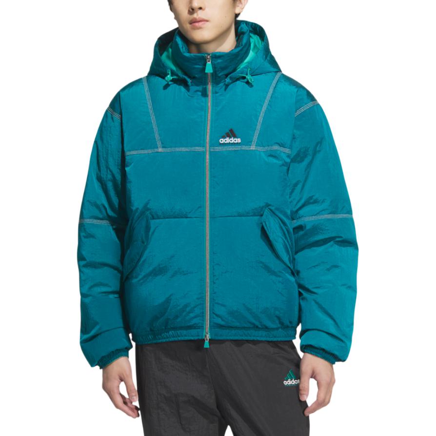 Adidas Equipment Series SS25 Loose Fit Hooded Warm Sports Letter Duck Down Jacket Men Jacket Green KA7980