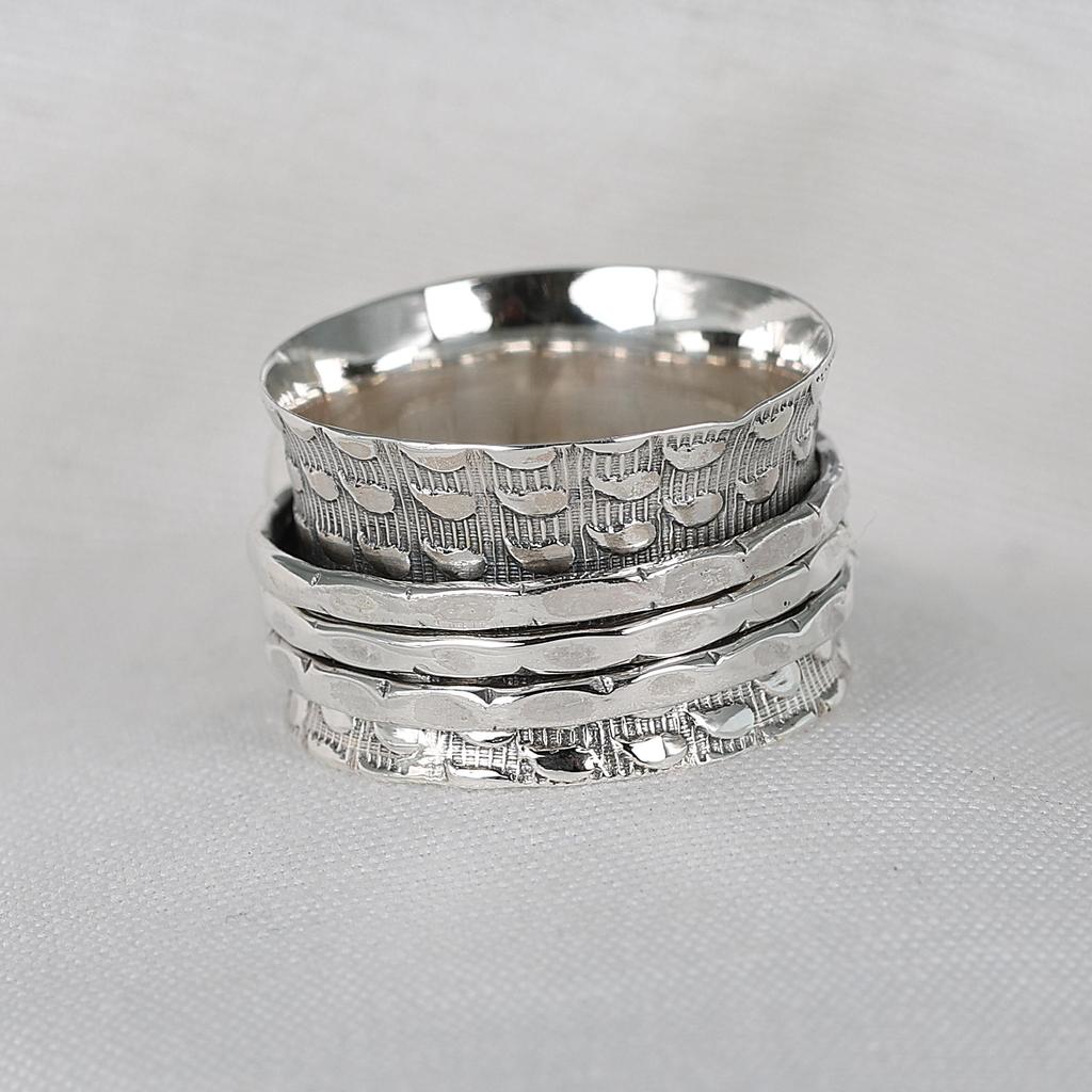 Citrine Ring, Meditation Spinner Ring, Silver Jewelry, Anxiety Healing Ring