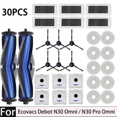 Kompatibel mit für Ecovacs Debot N30 Omni / N30 Pro Omni Ersatzteil Zubehör Hauptbürste Seite Filter HEPA Tuch Staubbeutel