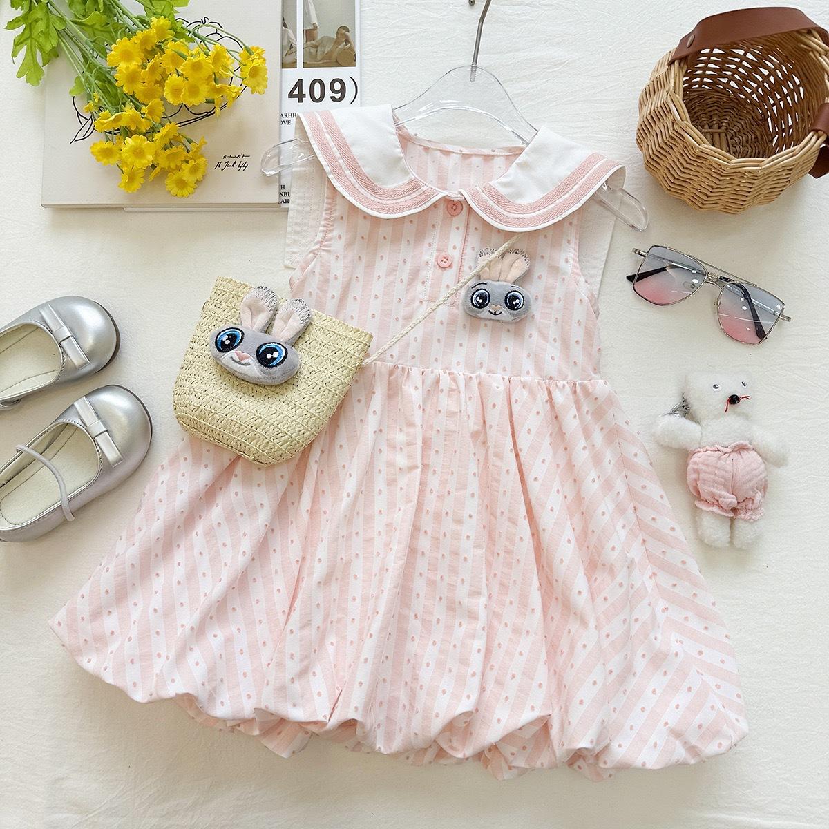 Summer Girls Sweet Princess Floral Print Sleeveless Bud Dress Children Cute Party Wear 90cm