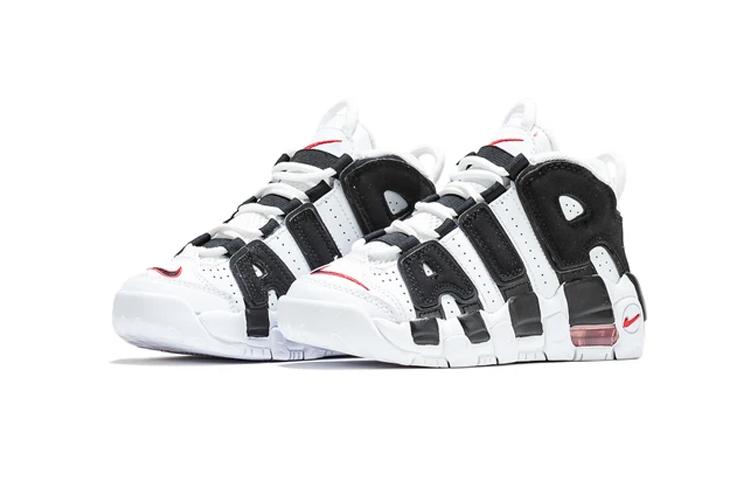 Nike Air More Uptempo Dämpfung Mittelhoch Vintage Basketballschuhe Schwarz Weiß Kinder DA9253-105