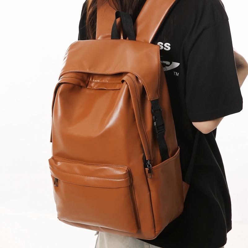 School Bag Backpack for Men, High-end Feel, Large Capacity PU Leather School Bag, High School Student, College Student Computer Bag, Travel Backpack