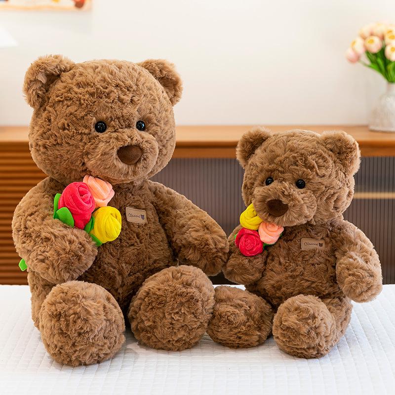 Rose Bouquet Bear Plush Doll - Cute Gift for Couples & Girls