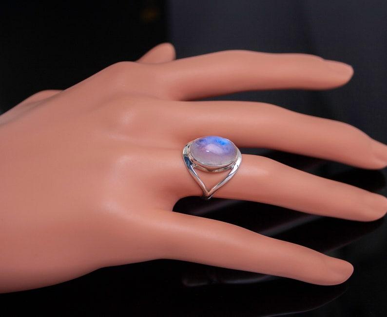 Natural Moonstone 925 Sterling Silver Gemstone Jewelry Statement Ring Gift for Women