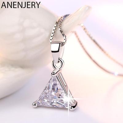 Delicate Zircon Driehoek Hanger Ketting Voor Vrouwen 45cm Ketting Kettingen S-N107