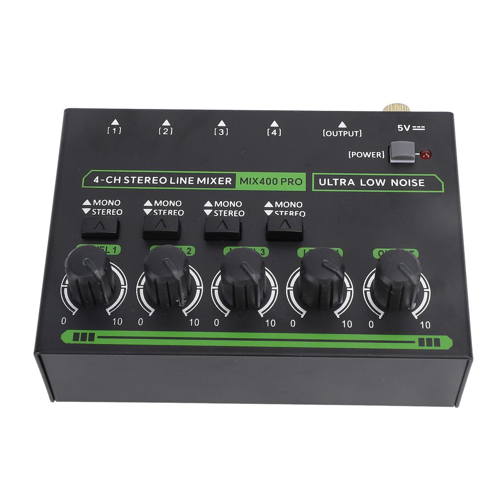 4 Channel Mixer RGB Light Low Noise Multifunctional DJ Controller Sound Mixer for Music Recording