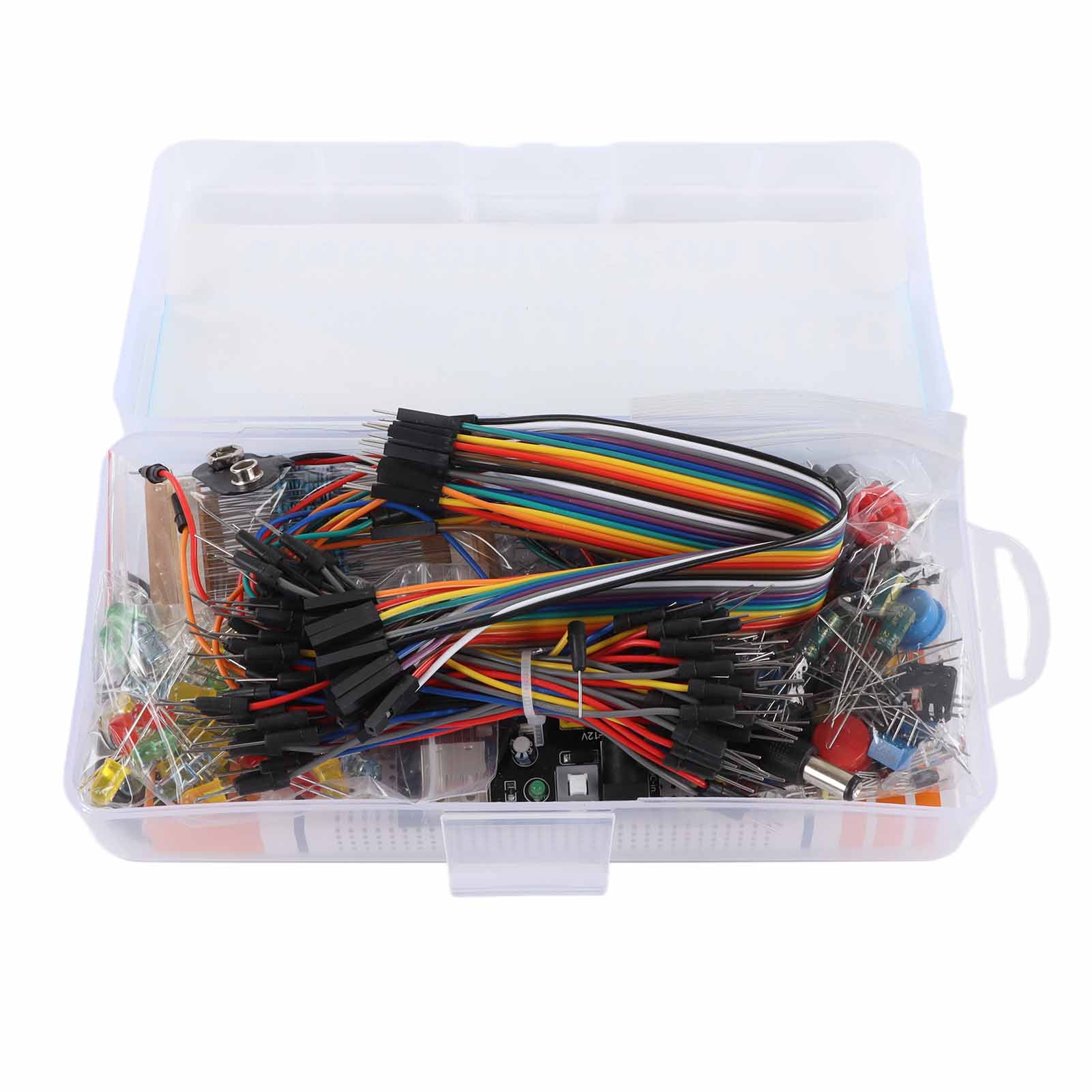 

Electronics Component Kit Starter Fun Assortment 830 Tie Points Breadboard Resistor Capacitor Diode Module for R3