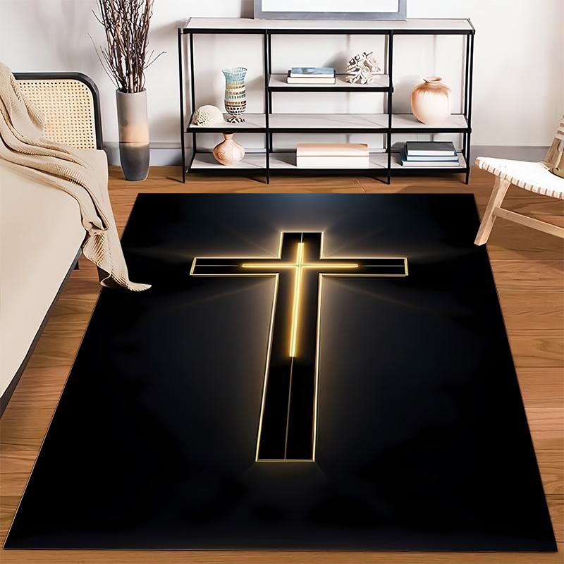 Glowing Cross Design Rug Non-slip rug suitable for living room and bedroom sofas.