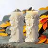 Wave Pattern Relief Cylindrical Candle Silicone Mold Rattan Flower Carving Roman Column Candle Mould Curved Column Resin Molds