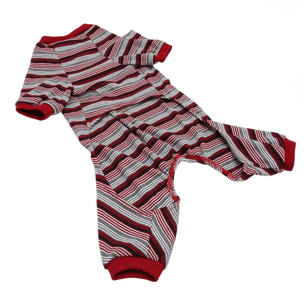 Dog Pajamas Soft Stretchy Machine Washable 4 Legged Striped Puppy Pullover Sleepwear for Spring