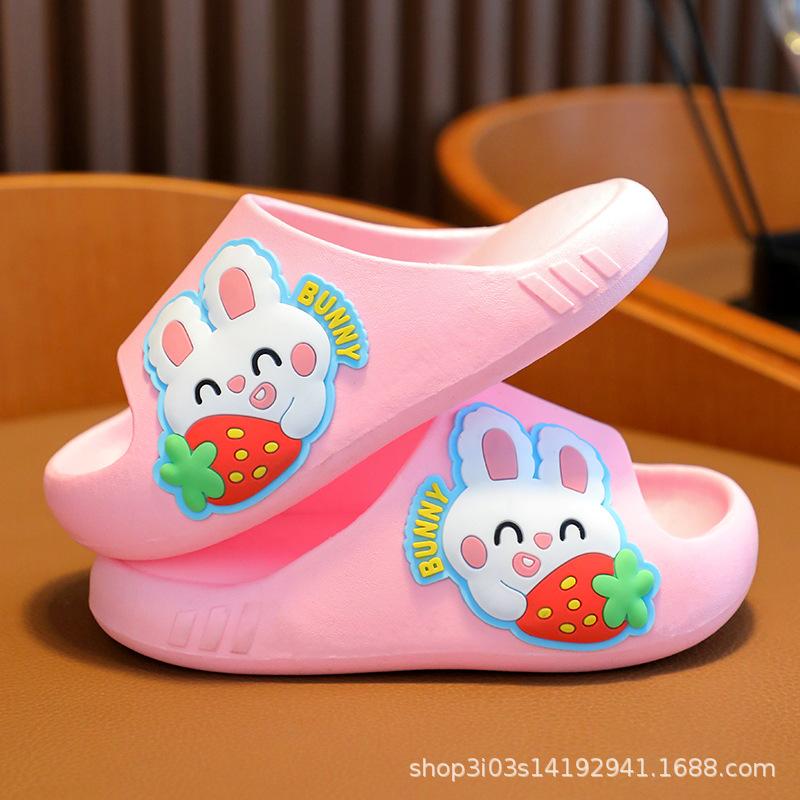 

New children s thick-soled non-slip slippers for spring and summer, cute cartoon dinosaur and rabbit indoor bathroom slippers for girls and toddlers 23-24Code Inner Length16c