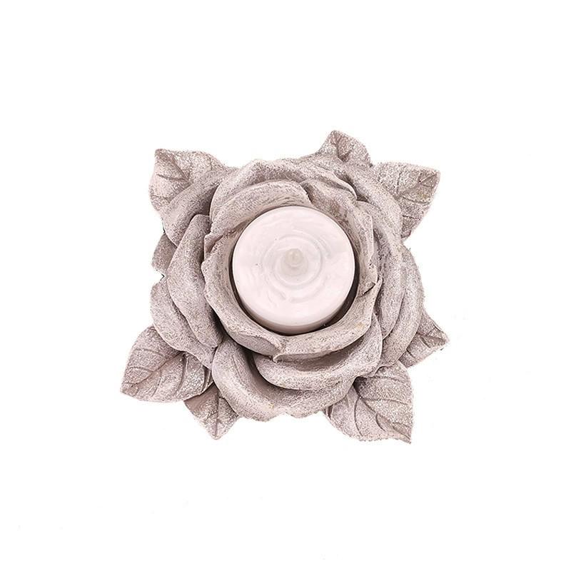 Vintage European Resin Candle Holder with Rose Design