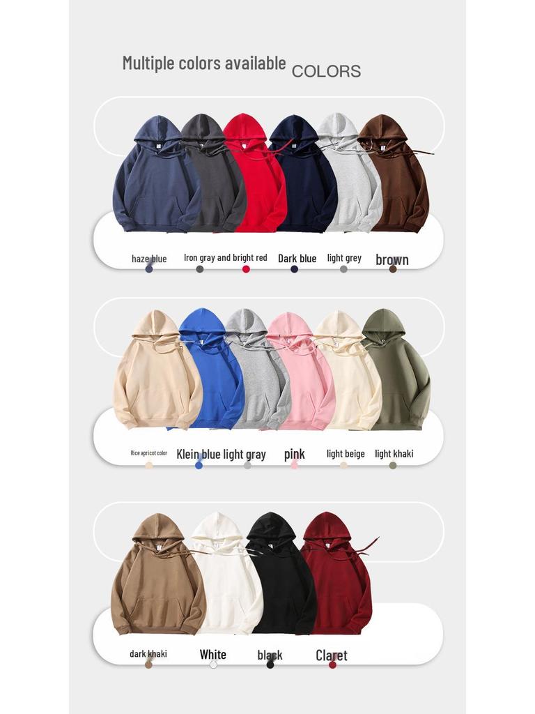 Plus Size Men's 320g Cotton Hooded Sweatshirt with Logo, European & American Style, Loose Fit Jacket