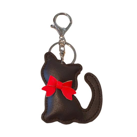 Keychain Pendant Imitation Leather Simulated Cat Toy Shape Key Chain with Universal Lobster Clasp Bag Hanging Ornament чёрный