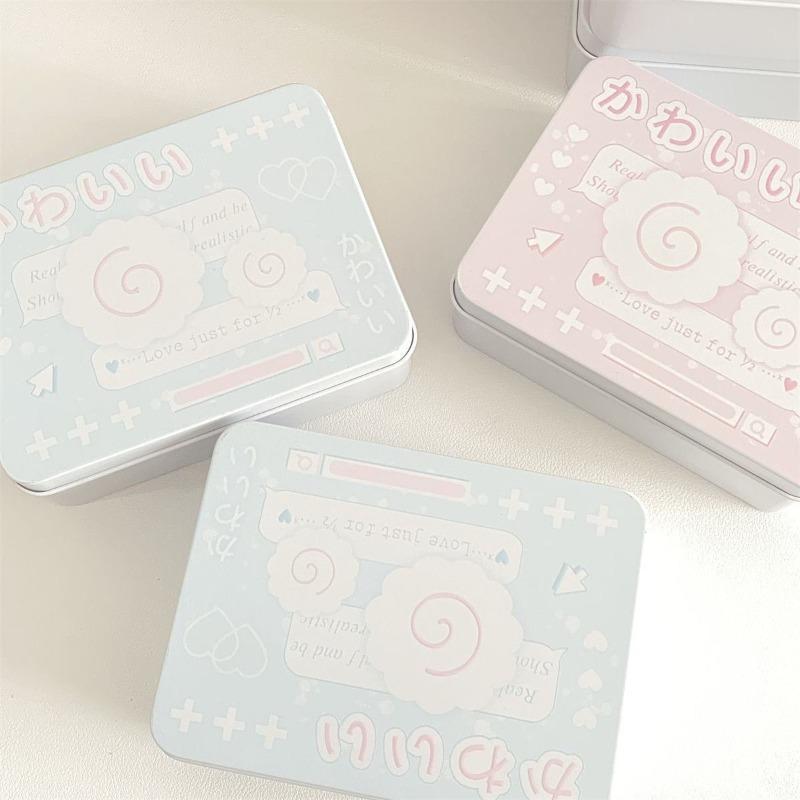 

Kawaii Japanese Cream-colored Fish Cake Cartoon Tinplate Box Cute Girl Desktop Storage KPOP Photocard Hairpins Sticker Organizer 12 9 4cm синий
